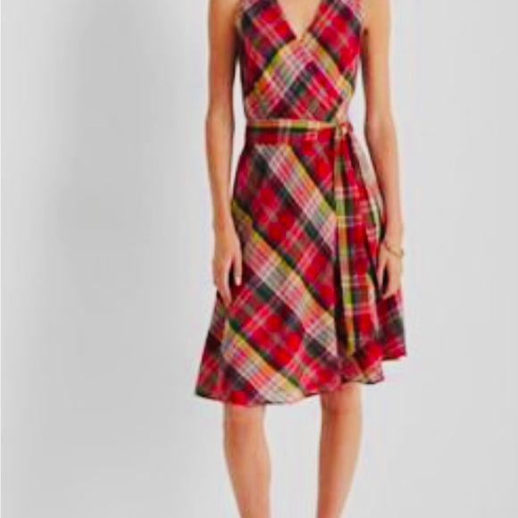 NWT Lauren Ralph Lauren Women’s Sleeveless Plaid Crinkle Cotton Dress Size 8 - Picture 5 of 13
